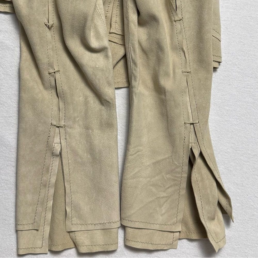Free People Goat Suede Jacket Draped Lapel Boho Moto Size 2 - Picture 6 of 15